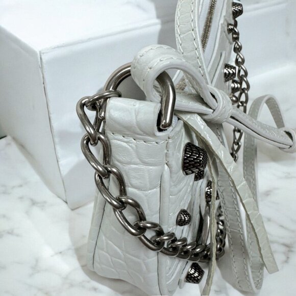 NWT Authentic Balenciaga Le Cagole Crocodile Embossed Mini Bag With Chain - Picture 8 of 15